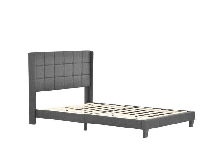 Komhtom Polsterbett 140/200 cm in Grau Leinen mit Federkernmatratze, Mode, Rechteckig, 140x200 cm, Schlafzimmer, Betten, Polsterbetten