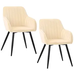 Relaxdays Esszimmerstuhl 2er Set Samt Beige,Schwarz