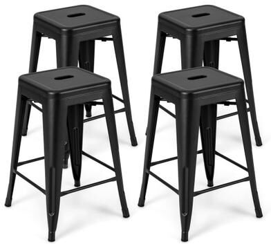 Costway 24 Inch Set of 4 Tolix Style Counter Height Barstool Stackable Chair-Black