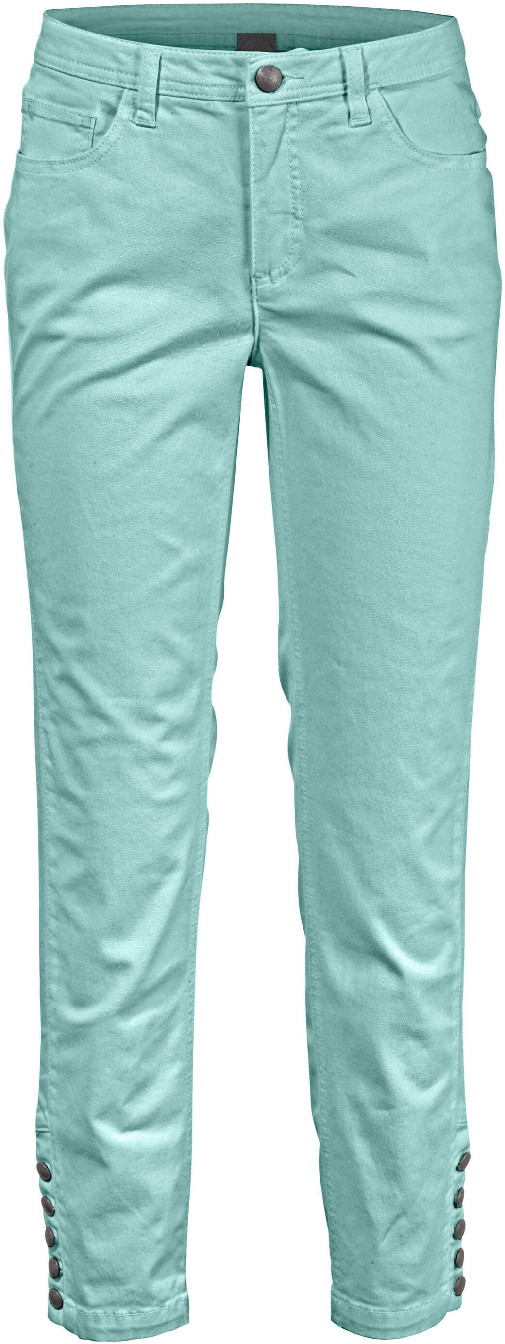 Röhrenhose HEINE "Bauchweg-Hose 7/8-Hose vertiefte Leibhöhe", Damen, Gr. 36, N-Gr, grün (türkis), Modisch, slim fit, Hosen Röhrenhose