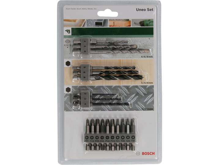 BOSCH HOME & GARDEN Werkzeugset Uneo Mixed Set , silber, B:16,5cm H:2cm L:26cm, Werkzeugsets, Werkzeugset