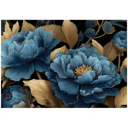 FOTOTAPETE Blumen Blätter Blau 400x280 cm