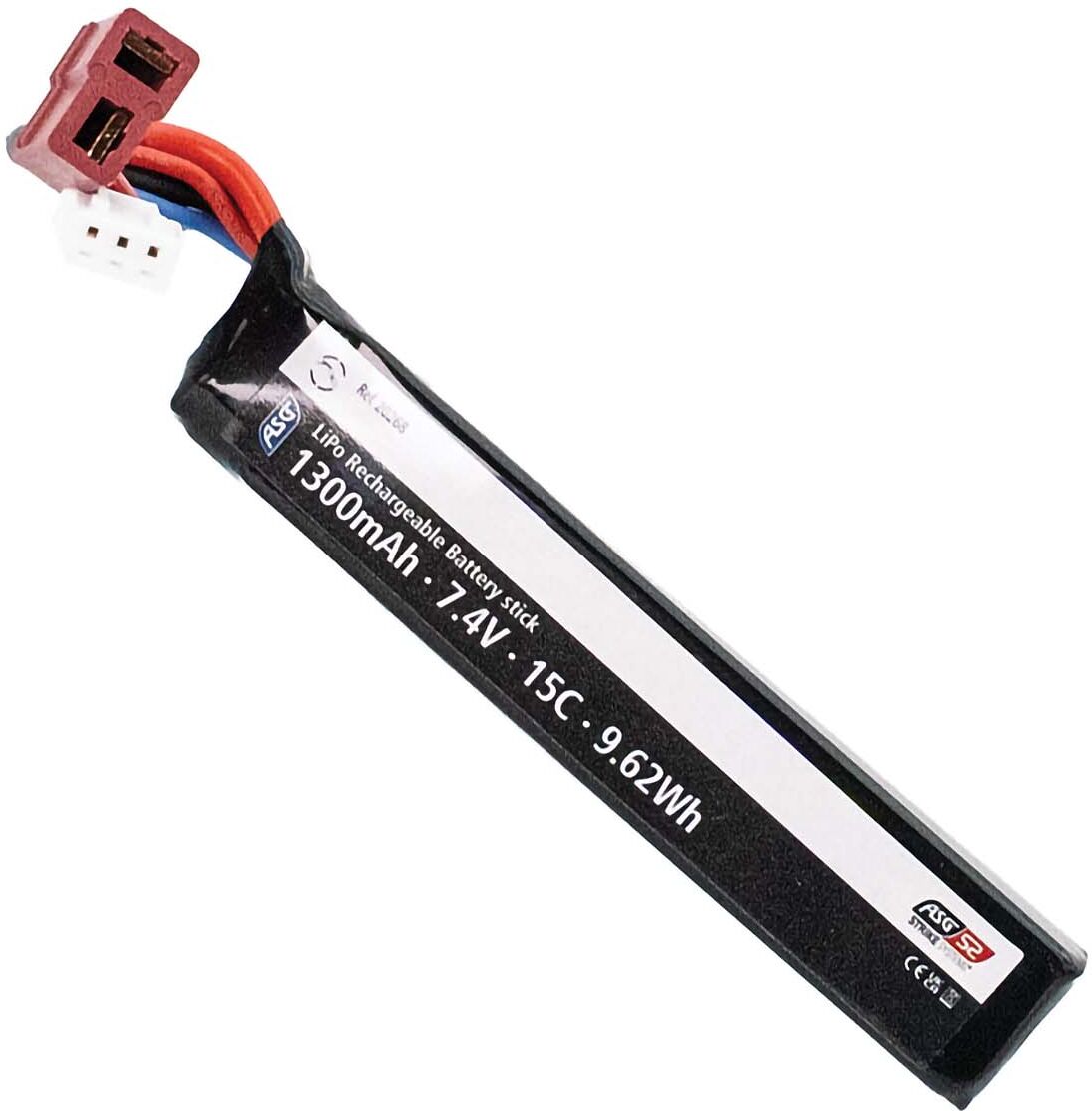 ASG - ActionSportGames ASG - Li-PO Batteri 1300mAh 15C, Single Stick, T-Plug