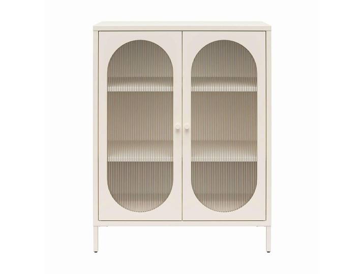 Mid.you Highboard Luna, Creme, Metall, Glas, 3 Fächer, 80x102x40 cm, stehend, Wohnzimmer, Kommoden & Sideboards, Highboards