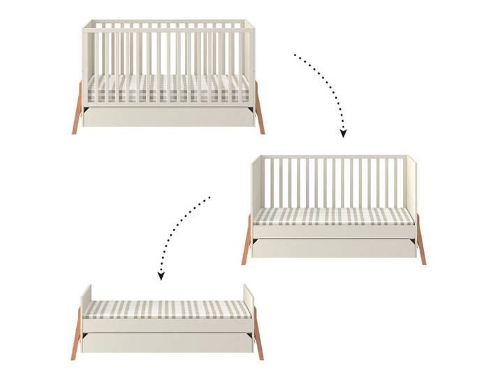 Petits-meubles Gitterbett 70/140 Lotta Kaschmir, Holzwerkstoff, 70x140 cm, Baby- und Kindermöbel, Babyzimmer, Babybett, Gitterbett