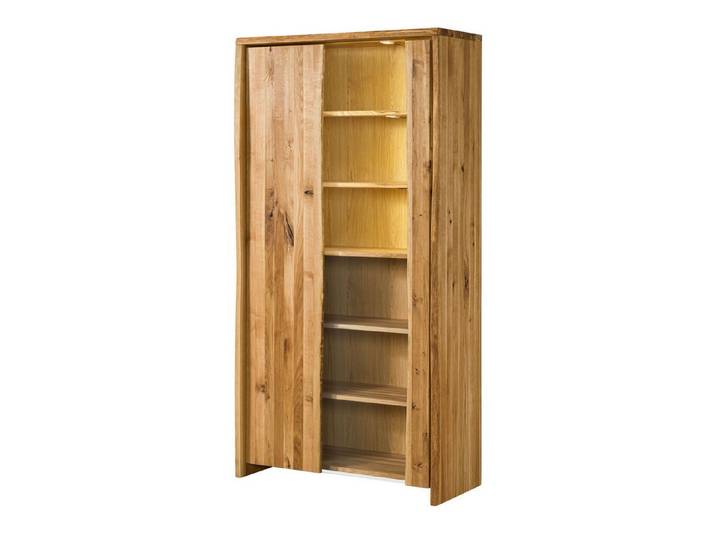 Massivmoebel24 Standvitrine PURE OAK (Wildeiche 105x45x204 natur geölt PURE OAK #106) Wildeiche 105x45x204 natur geölt PURE OAK #106