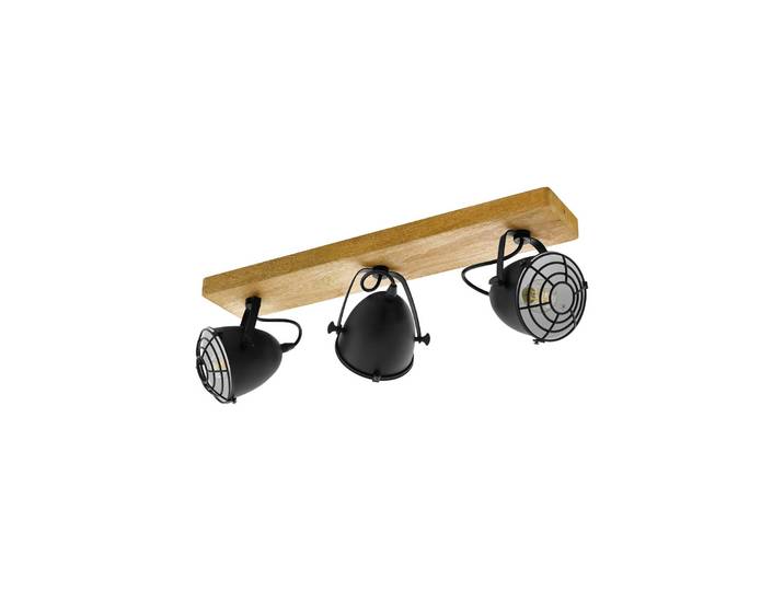 EGLO Deckenstrahler Gatebeck, holz/schwarz, 3-flg., Holz dimmbar, Holz hell, für Wohn- / Esszimmer, Holz, Strahler