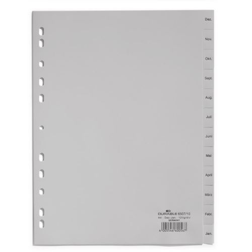 Durable Kunststoff-Register, Monate, A4, Dezember - Januar