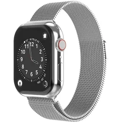 Swissten Mesh band for apple watch 42-44 mm silver (42 mm, 44 mm, Edelstahl), Uhrenarmband, Silber
