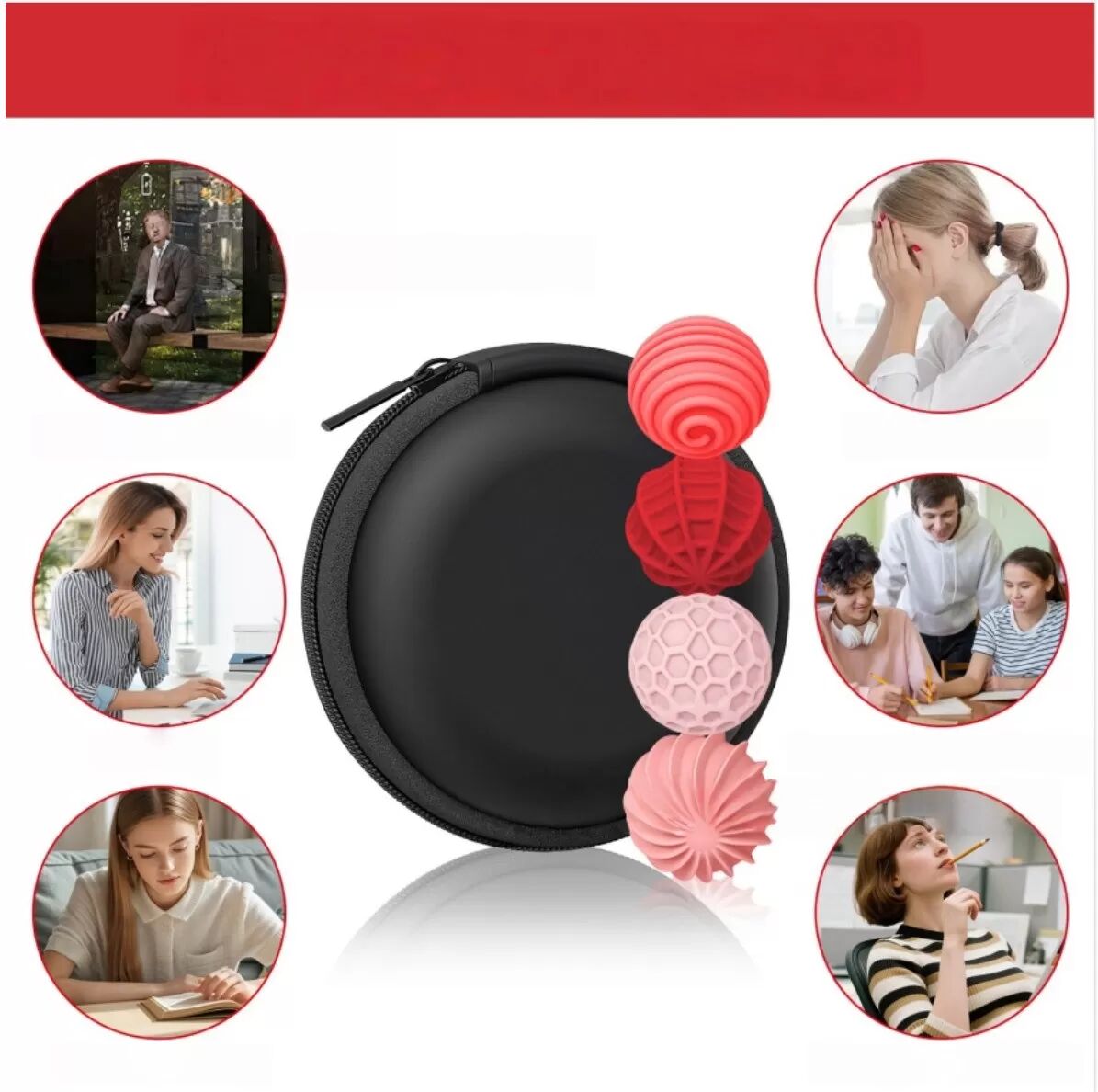 INF Silikon Magnetische Sensorische Stressabbau-Bälle 4er-Pack — Weiches Finger-Fidget-Spielzeug, Tragbarer Beutel inklusive Rosa