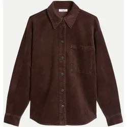 Cordbluse mit Brusttasche Braun L