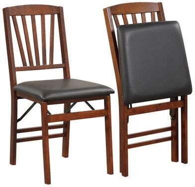 Costway Set of 2 Folding Chairs with Padded Seat and Rubber Wood Frame-Brown