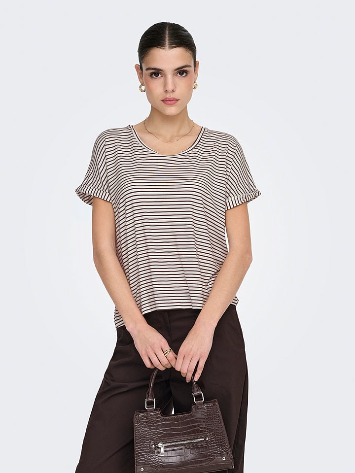 JDY Shirt "Sissy" in Weiß/ Braun - S