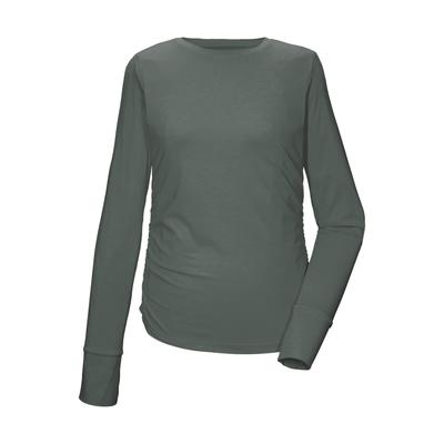 Langarmshirt KILLTEC "KOS 173 WMN LS SHRT", Damen, Gr. 44, mittelgrau, Obermaterial: 88% Polyester, 12% Elasthan, Shirts Langarmshirt, Atmungsaktiv, schnelltrocknend, dehnbar, Daumenlöcher, Raffung
