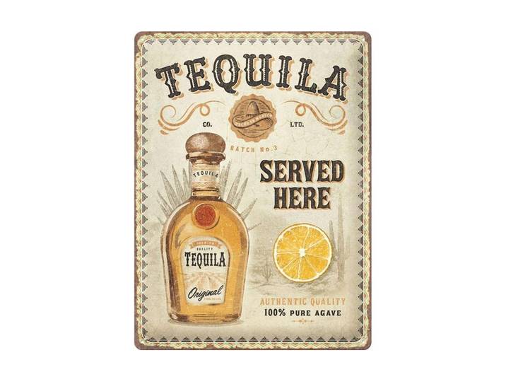 Metallschild Nostalgic Art Tequila Served Here 30 x 40 cm, Metall , bunt (mehrfarbig), B:30cm H:40cm, Schilder, Metallschild