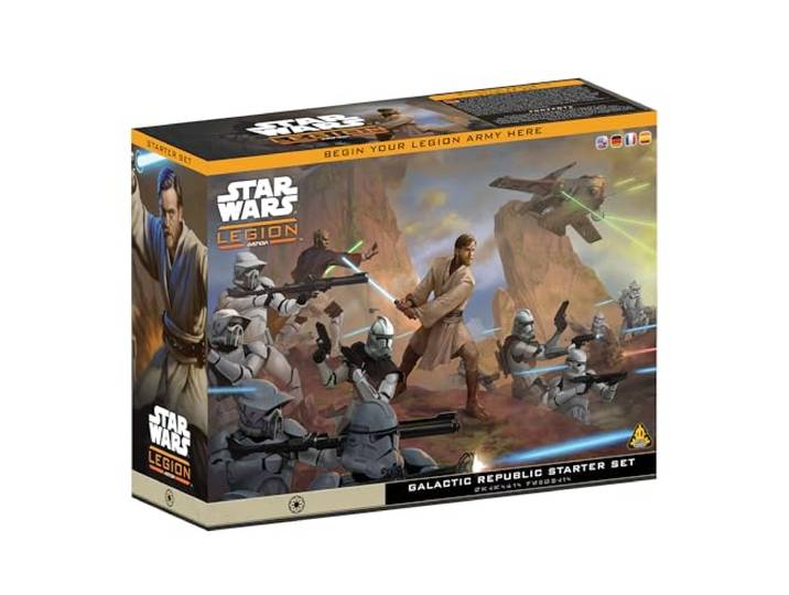 Asmodee, Star Wars: Legion – Galactic Republic, Tabletop-Starterset Taktisches Miniaturspiel im Star Wars‑Universum für 2 Spieler, 120-180 Minuten, Strategiespiel ab 14 Jahren, Mehrsprachig