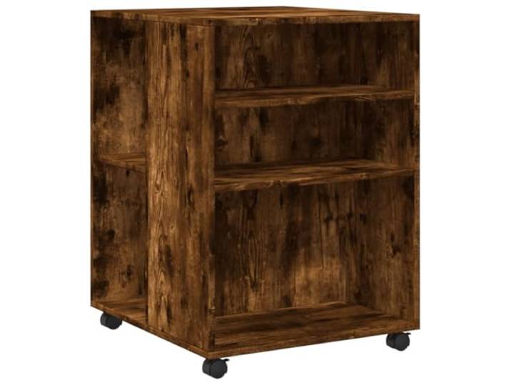 Keeushr Beistelltisch mit Rollen Räuchereiche 55x60x78 cm Holzwerkstoff 2 Ablagen, 4 Schwenkrollen, 2 feststellbar, pflegeleicht, Wohnzimmer, Küche, Schlafzimmer