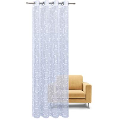 Gardine GERSTER "Rachel" Gr. 1, grau (grau, weiß), B:135cm H:235cm, Voile, Polyester, Gardinen, Gardine, Ösenschal bestickt allover