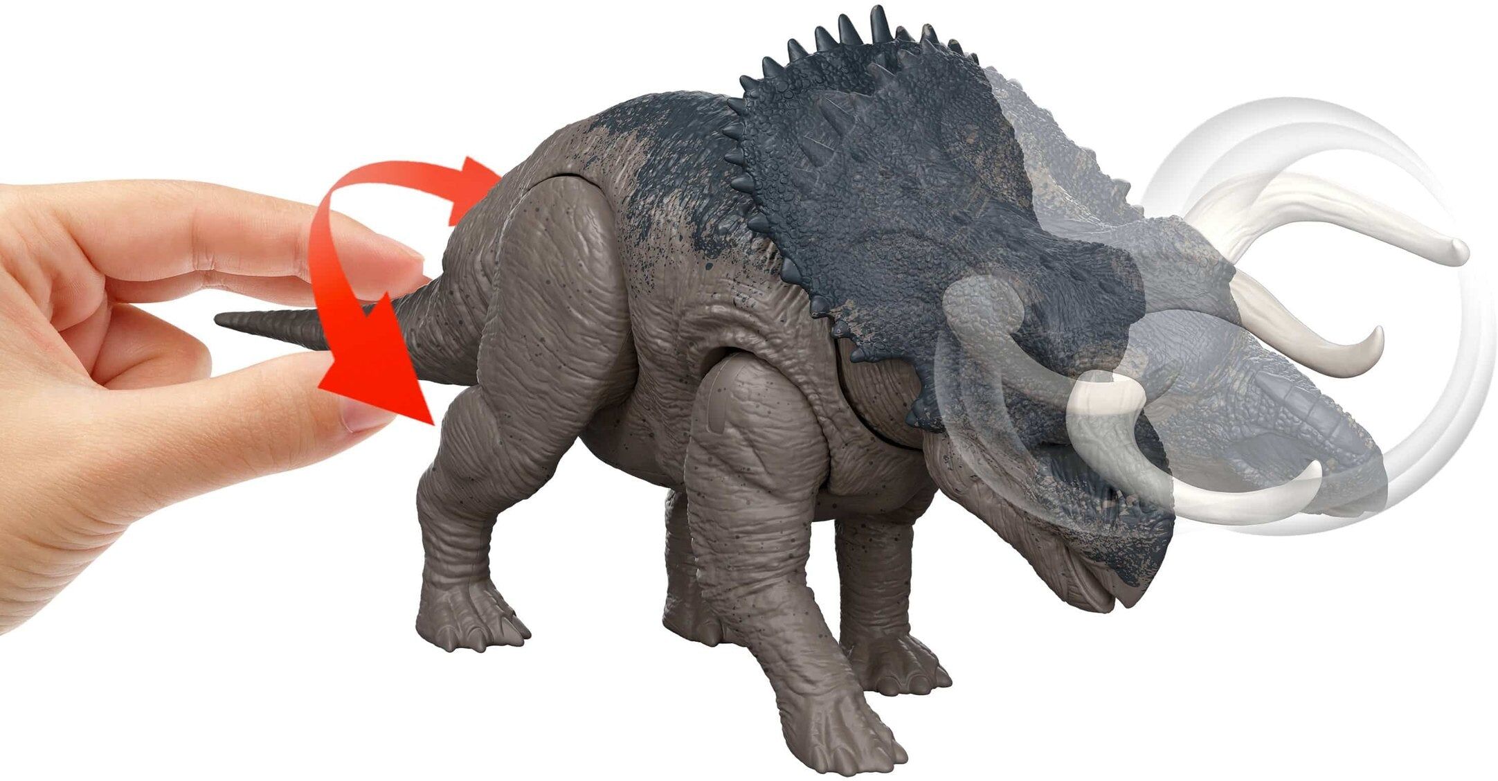 Jurassic World Saga Wild Roar Nasutoceratops Dinosaur Collectible Figure by Mattel - 6-Inch Collectible Figure