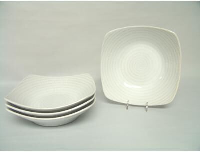 Red Vanilla White Rice Bowls Set / 4