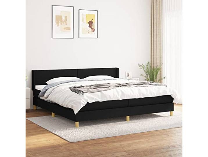 RJPLMFV Lattenrost, Matratze, 200 x 200 cm, Schwarz Kopfteil verstellbar, Taschenfedern, mittelharte Unterstützung, weicher Matratzenschoner