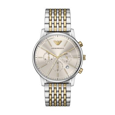 Chronograph EMPORIO ARMANI, gold (gelbgoldfarben, edelstahlfarben, grau), Armbanduhren, Herren, Chronograph, Quarzuhr, Armbanduhr, Herrenuhr, Edelstahlarmband, analog, Tag