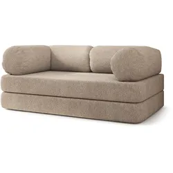 BETTSOFA EIREN aus Schaumstoff Bucle-Stoff Beige Schlaffunktion
