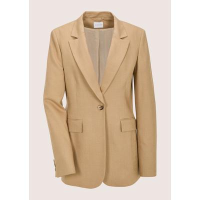 Jackenblazer MADELEINE "Blazer Longblazer mit Reverskragen", Damen, Gr. 34, braun (macchiato), Obermaterial: 90% Viskose CV. 10% Leinen LI., Modern, tailliert, Blazer, Ärmelschlitz