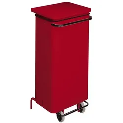 Treteimer Orgavente CONTICOLOR mit Pedal, fahrbar 110 L Eckiger Korpus aus Stahl, rot beschichtet, HACCP konform