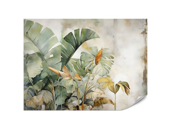 FOTOTAPETE für Wohnzimmer Exotische Blätter Abstrakt Pastell 200x140