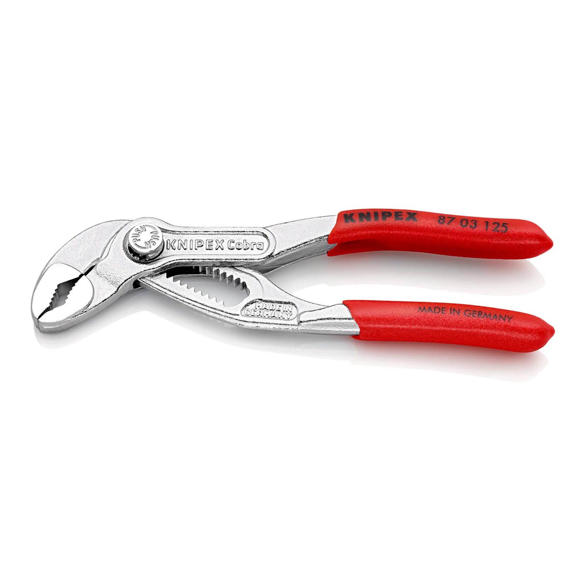 KNIPEX 87 03 125 Cobra® Hightech-Wasserpumpenzange mit rutschhemmendem Kunststoff überzogen verchromt 125 mm)