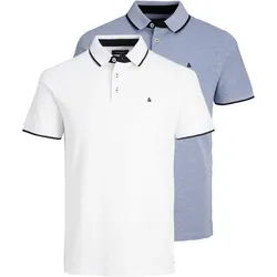 Jack & Jones Herren Poloshirt JJEPAULOS - 2er Pack - Slim Fit - Navy Blazer Black Neon+Navy Neon 12191216 - M