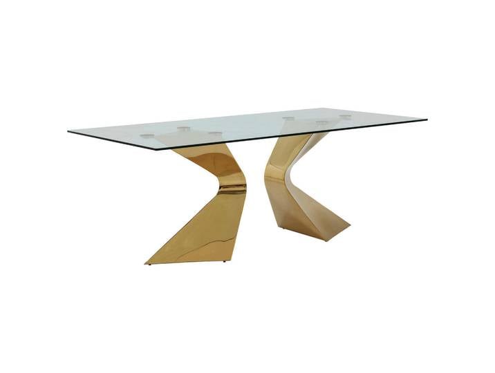 Kare-Design Esstisch, Goldfarben, Metall, rechteckig, C-Form, 100x75x200 cm, Esszimmer, Esstische, Esstische