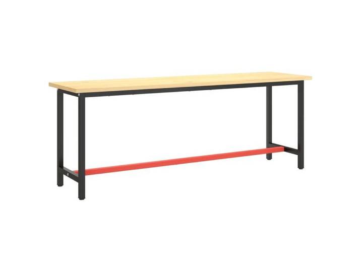 SALE 2026 Support de table finition résistante Noir - Cadre banc de travail Noir mat et rouge mat 210x50x79cm Métal 13.3 Kg 667740