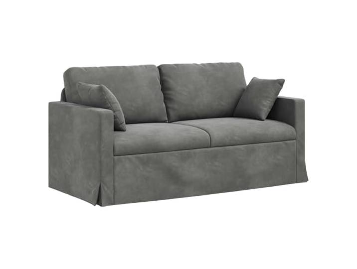 KUTYWEXFM Modulares 2-Sitzer Sofa Dunkelgrau Samt 158x78x80cm Ergonomische Couch mit Holzarmlehnen und Samtbezug, ideal für Wohnzimmer und Schlafzimmer.