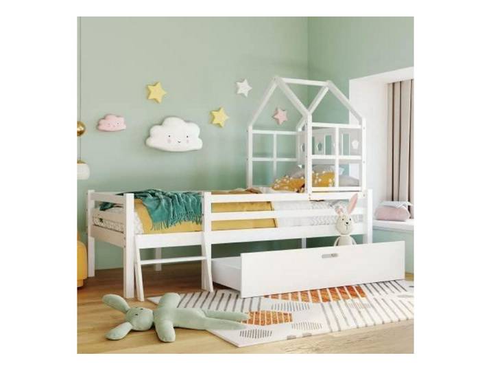 LuxusKollektion Hausbett Hausbett mit Leiter & Schublade 90x200cm