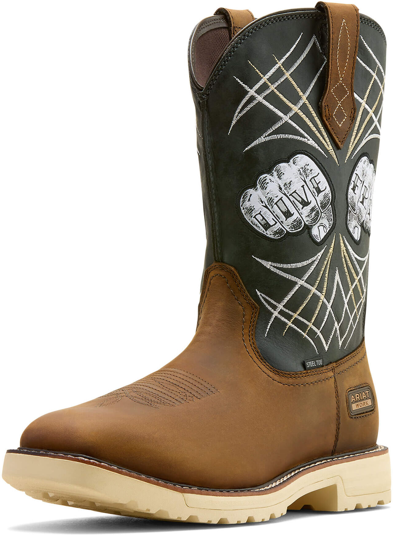 Men's Activator Live Free Wide Square Toe Steel Work Boots in Distressed Brown Storm, Size: 13 EE by Ariat