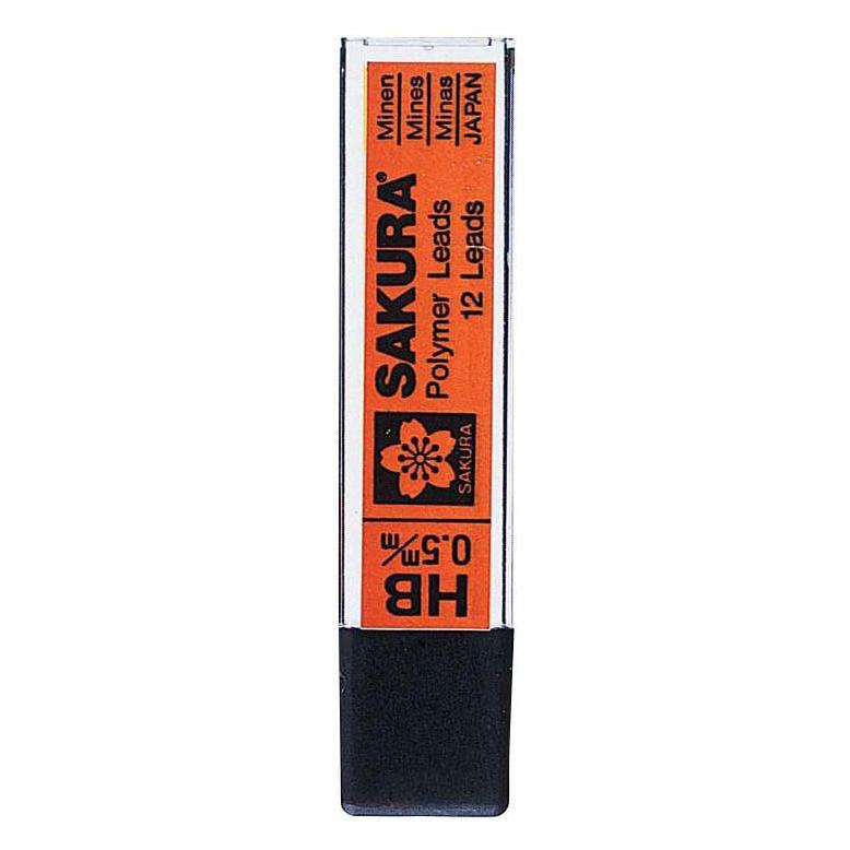 Sakura Mechanical pencil refill 0.5 mm HB polymer leads (0.50 mm, HB) (XK5AHB)