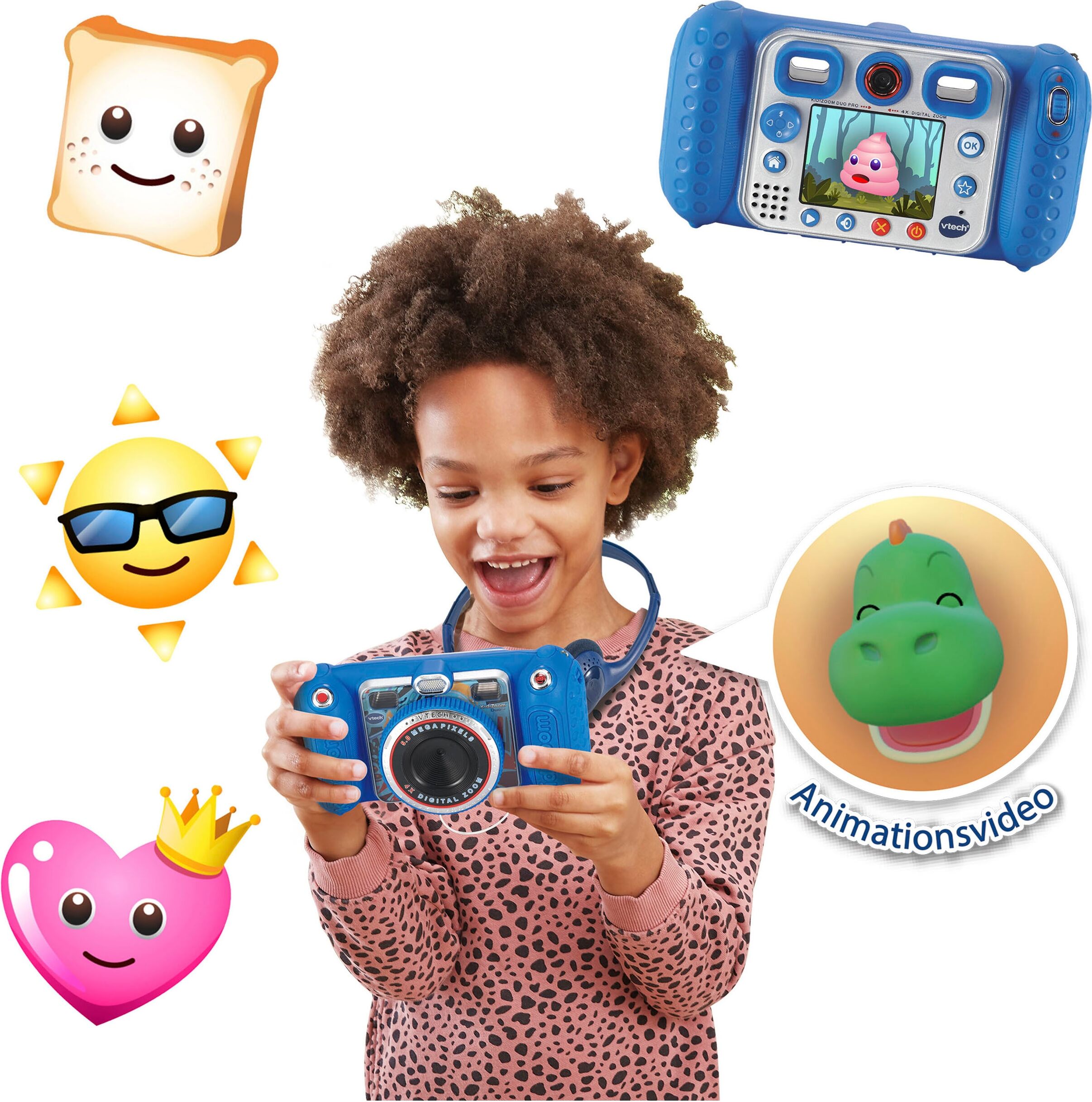 Kinderkamera VTECH "KidiZoom Duo Pro, blau", blau, Fotokameras, KinderB:16,5cm H:9cm T:5,8cm, Kinderkamera, inklusive Tragetasche, B:16,5cm H:9cm T:5,8cm