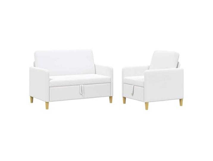 GHVBNMF Sofa Set mit Stauraum 2-Teilig Weiß Couch Polstersofa Funktionale Couchgarnitur fürs Wohnzimmer mit integriertem Sitzstauraum und pflegeleichten abnehmbaren Bezügen.