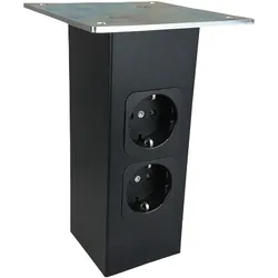 Strate, Bartisch, Barkosnole Thekenfuss gerade Höhe 170mm mit 2-fach Steckdose Stahl schwarz