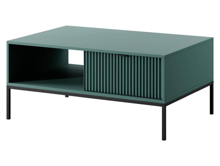 Selsey Vellore – Table basse avec tiroir et piètement noir\, verte\, 104 x 68 cm