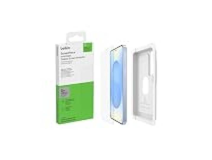 Belkin ScreenForce InvisiGlass Protection d'écran pour Samsung Galaxy S25 et S24 (protection antirayure, antimicrobienne, support alignement facile fourni, pose sans bulle d'air, verre recyclé)