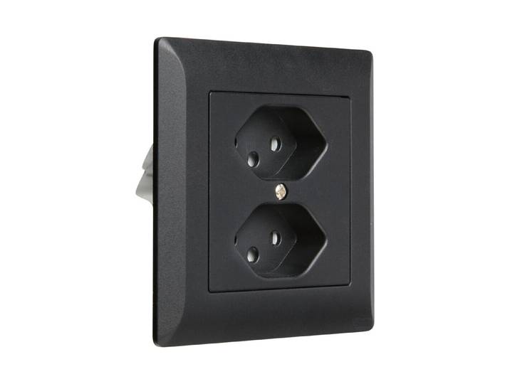 Hager Unterputz-Steckdose 2x T13 Parallel Schwarz