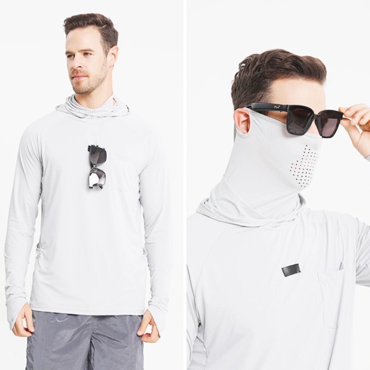 INF Leichtes UV-Schutz Schnelltrocknungs-Sonnenshirt — Ultraleichtes Eisseiden-Mesh, Atmungsaktives Nylon-Spandex 2XL
