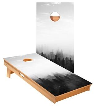 Skip's Garage Black And White Forest Cornhole Boards