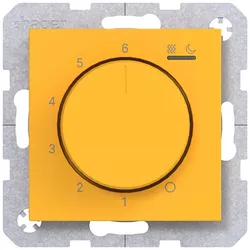 Hager WAN5010C16 Temp.regler 230V/16A, Dreh-/Druckknopf, Heizen/Kühlen,A.x/C.x, saffron, matt