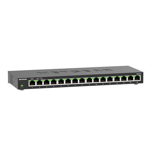 Netgear GS316v3 16-poorts Gigabit Ethernet Unmanaged Netwerk Switch, Zwart