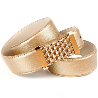 Ledergürtel ANTHONI CROWN, Damen, Gr. 75, gold (goldfarben), Leder, unifarben, Gürtel Ledergürtel, mit Fashion-Koppelschließe, abgesteppte Ränder