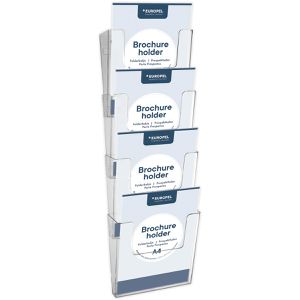 Europel Prospekthalter 350103, transparent, Wandprospekthalter, Kunststoff, 4 x A4